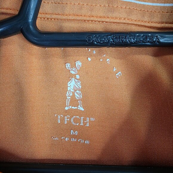 Mens Tech Orange & White Striped OSU Polo Shirt Short Sleeve Polyester Stretch M - Picture 4 of 9